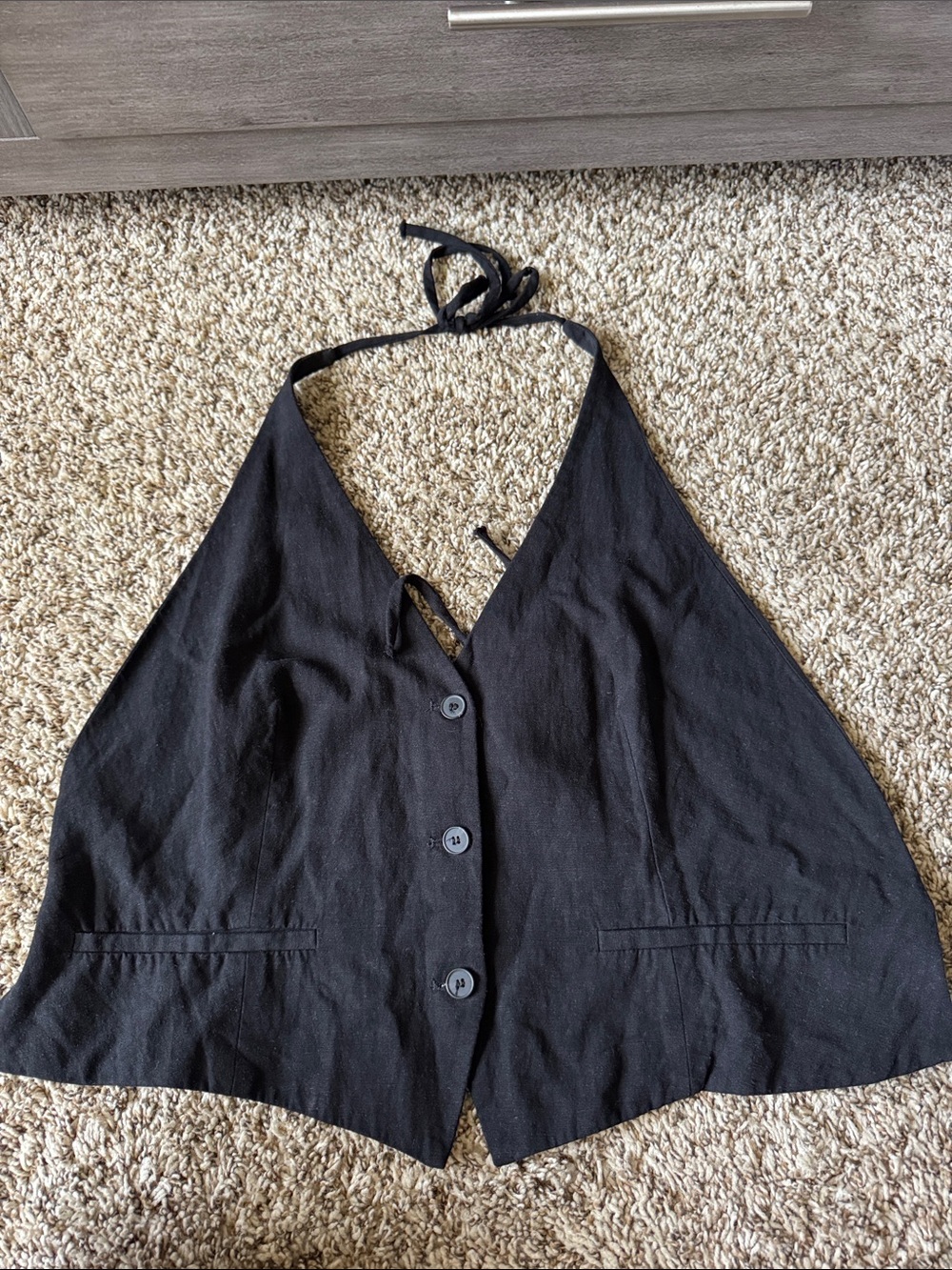 Zara Black Halter Button-Front Camisole